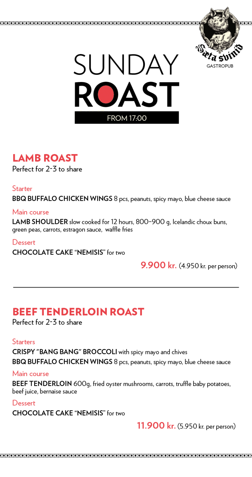 Sunday Roast Sæta svínið Gastropub